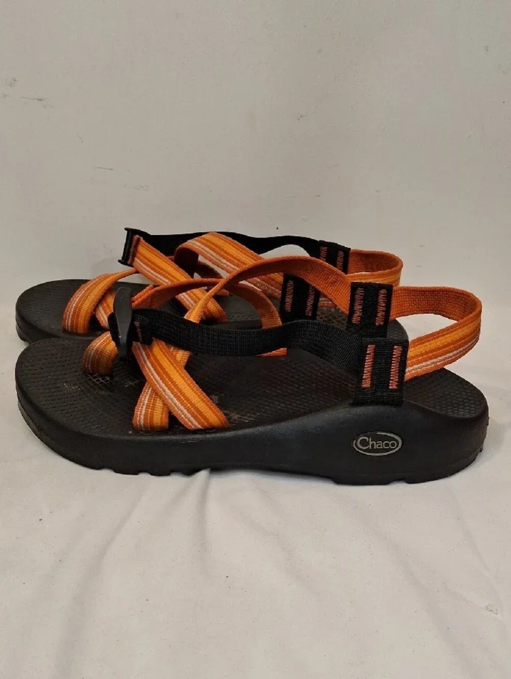 Chaco Men's Black w/ Orange Striped Adjustable Straps Z/Cloud Sandals